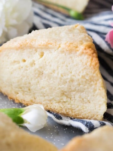 golden brown scone on marble