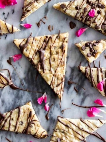 Overhead of chocolate chip cookie brittle