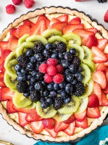 overhead view of fruit tart