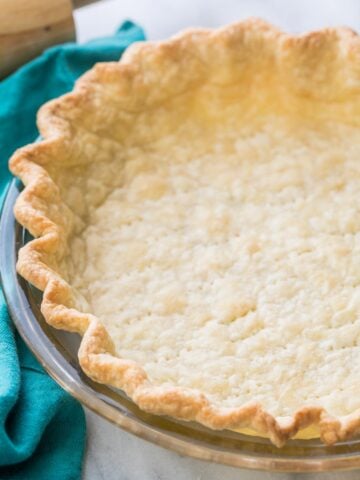 empty cooked pie shell that's been blind baked