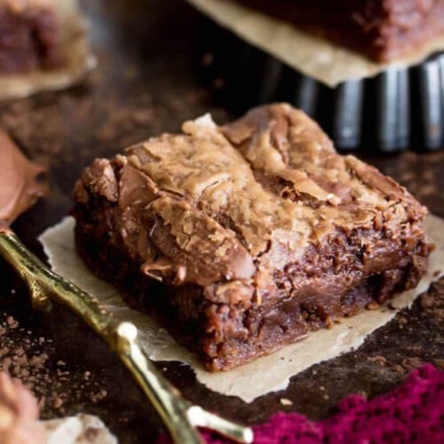 Nutella brownie on parchment.