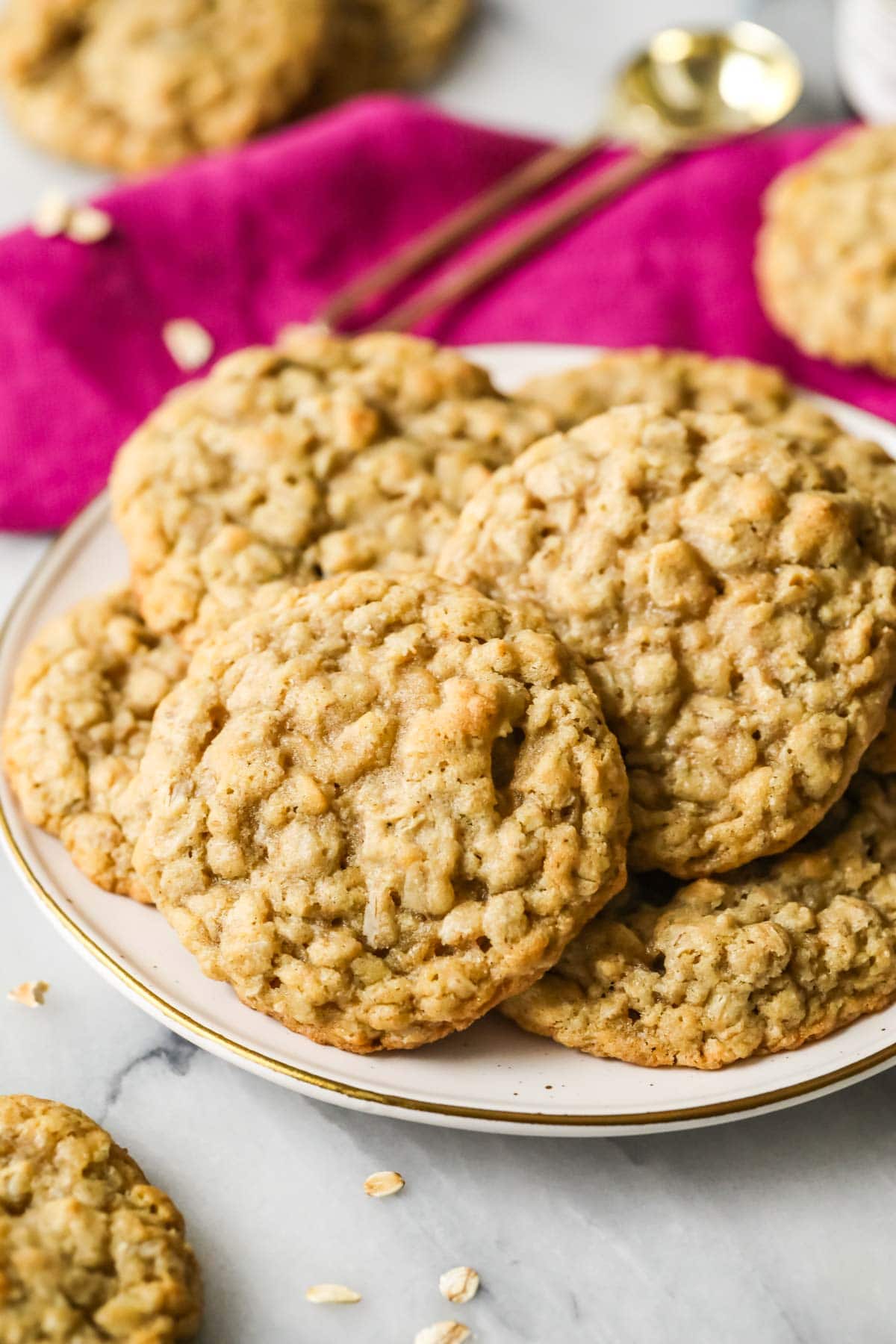 Plate full of oatmeal cookies