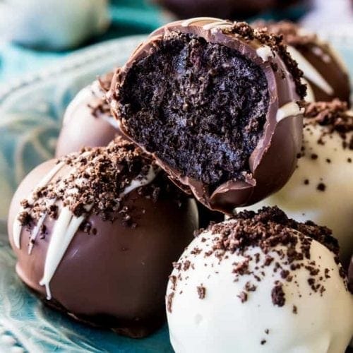 Oreo truffles on plate