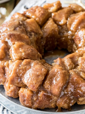 Monkey bread on silver platter